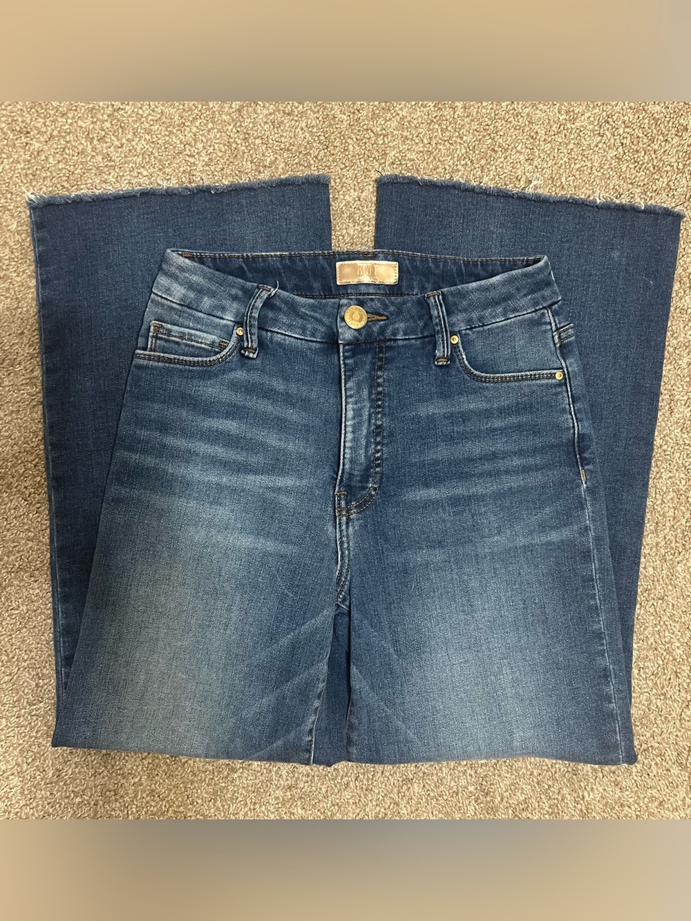 KUT from the Kloth Meg High Rise Fab Ab Wide Leg Raw Hem Jeans Size 00